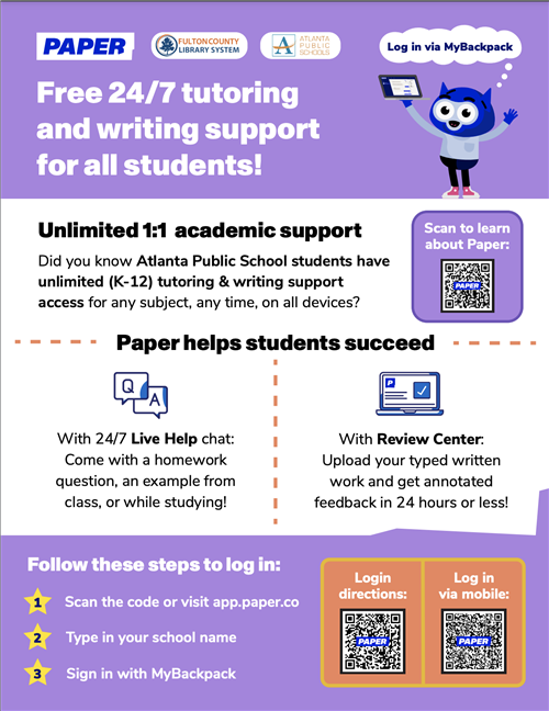 Paper tutoring flyer